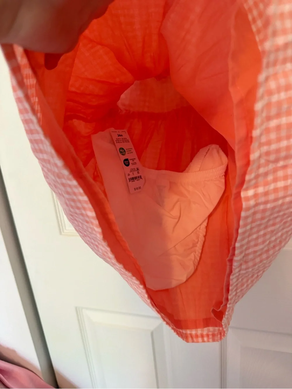 Carter's Coral Gingham Ruffle Strap Dress 24 Months